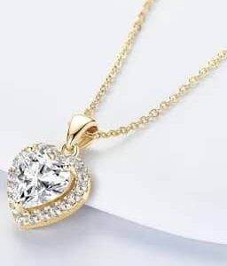 Gold Heart Shaped Diamond Pendant